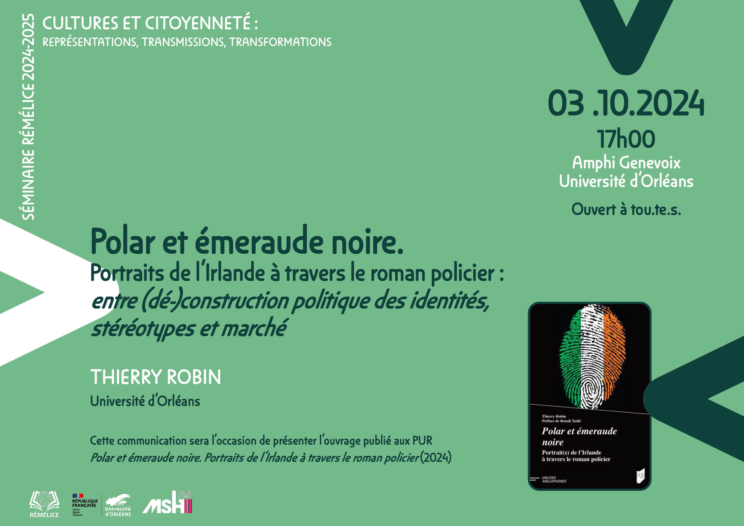 [Séminaire REMELICE] Polar et émeraude noire. Portraits de l’Irlande à travers le roman policier : entre (dé-)construction politique des identités, stéréotypes et marché